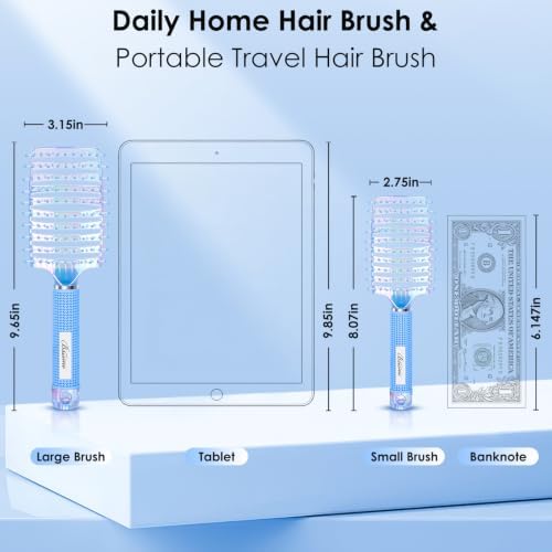 Hair Brush, Large & Mini Curved Vented Detangler Brushes for Women Girls - Image 2