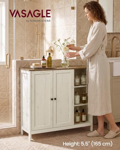 VASAGLE Bathroom Floor Cabinet, 3 Adjustable Shelves, Honey Brown - Image 3