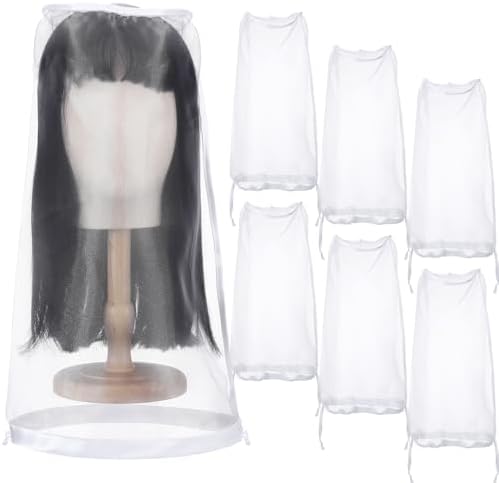 Loopeer 6 Pcs Wig Storage Bag Adjustable Wig Cover with Drawstring,White by Loopeer