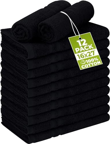 Utopia Towels Bleach Proof Salon Towels, Pack of 12, 16x27 in, Black by UTOPIATOWELS