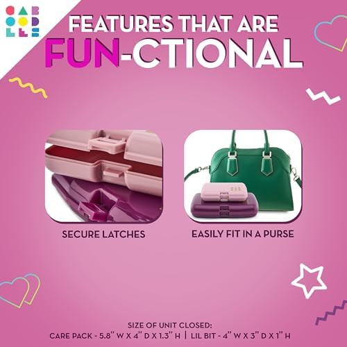Caboodles Care Pack + Lil Bit Set, Pink & Violet, Travel Organizers for Makeup, Snap-Tight Latch for Mess-Free Travel, Size, Compact (Pack of 3) - Image 6