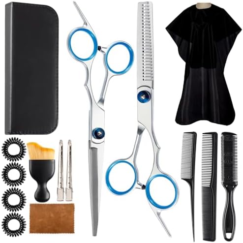 15 pcs Hair Cutting Scissors Professional, Thinning Shears for Hair Cutting, Stainless Steel Barber Scissors, Lengnoyp Haircut Scissors Hair Cutting Kit for Women, Men by lengnoyp