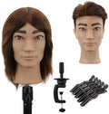 Male Mannequin Head Barber Mannequin Head Male Cosmetology Manikin Head For Cutting Styling With Doll Head for Hair （Dark Brown） by WDQXCQA