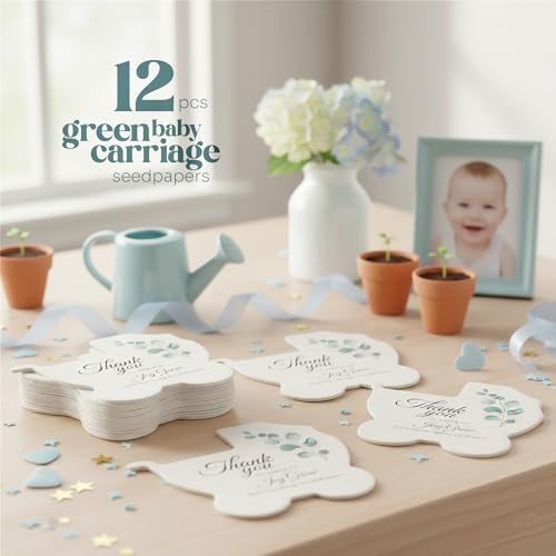 12 Green Carriage-Shaped Gift Wrap Tags with Wildflower Seeds - Image 3
