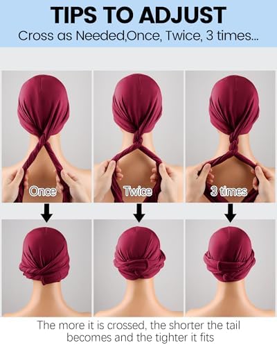 Ababalaya Upgraded Satin Lined Halo Turban Wave Cap - Image 6