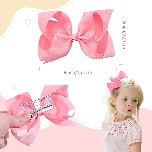 Oaoleer Hair Bows for Girls, 30 Colors 6 Inch Grosgrain Ribbon Hair Bows Clips Alligator Clips Barrettes Hair Accessories, Back to School, Party, Photography, Christmas, Travel - Image 4
