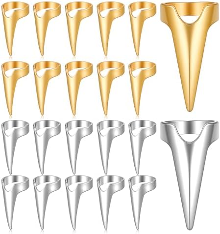 20PCS Stitch Braid Tool Finger, Hair Parting Tool for Women Hair Extensions Stitch Braiding Finger Styling Supplies (Gold, Silver) by Unknown
