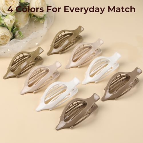 8 Pack Neutral Flat Hair Clips for Women – Large No-Slip Claw Barrettes in Cream, Blonde, Mustard Yellow & Light Brown,Shiny Finish Strong Hold for Thick & Thin Hair - Image 5