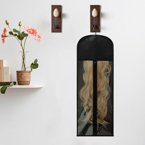 Jonley 4Pcs Extra Long Wig Storage Bags with Hanger, Wig Storage for Multiple Wigs, Wig Bag with Hook Storage, Breathable and Easy Carry Home Hair Salon Travel Use (Black 31.5in) - Image 4