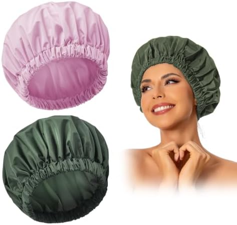 Edoneery Shower Caps for Women Reusable Waterproof, Shower Hair Cap by Edoneery