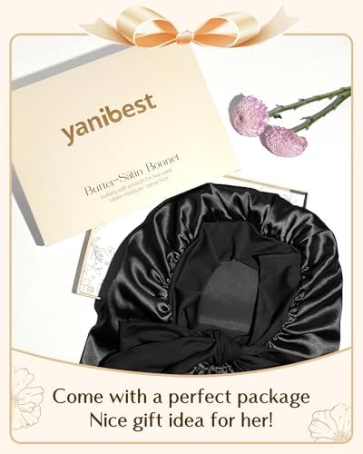 YANIBEST Silk Feeling Bonnet for Sleeping Braid Bonnet for Long Hair Black - Image 5