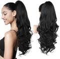 REECHO Ponytail Extension, 24" Claw Clip in Ponytail Extensions Long Curly Wavy Ponytail Hair Extension Jaw Clip on Pony Tails Hairpiece for Women - Natural Black by REECHO