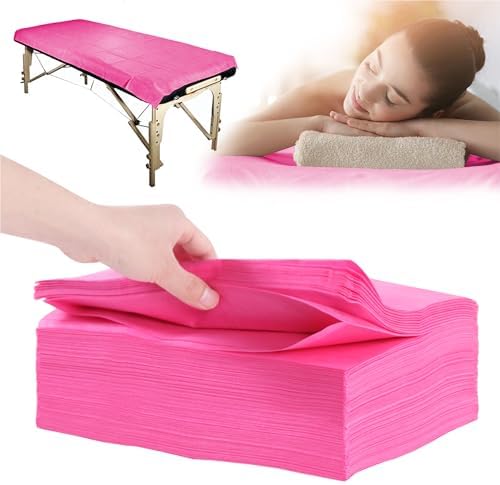 31" x 71" Disposable Bed Sheets for Massage Table Waterproof Massage Table Sheet Soft Non Woven Fabric SPA Bed Cover Breathable for Massage Beauty Tattoos 50PCS (Pink) by XATUMO