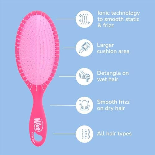 Wet Brush Frizz-Free Detangler Brush with Ionic Technology, Pink, Provides Frizz Control, Reduces Static, and Smooths All Hair Types, Best For Dry Hair, Made for Women, Men & Kids - Image 4