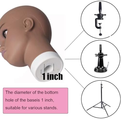 HAIRWAY Mannequin Head Female Mannequin Head Stand Cosmetology Mannequin Head for Wigs Manikin Doll Mannequin Head for Wigs Making and Display with Free T-pins (Brown, 21.5inch) - Image 7