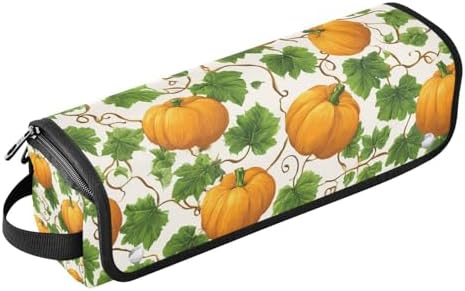Hair Tools Travel Bag with Heat Resistant Mat Detachable 2-in-1 Curling Iron Travel Case Hot Tools Organizer for Straightener Flat Iron Pumpkins Green Leaves by WelcometoElliTarr