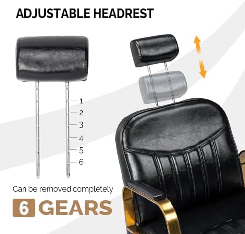 OmySalon Salon Chair for Hair Stylist, Reclining Barber Chair Hairdressing Styling Chair with Adjustable headrest, Beauty Shampoo Barbershop Furniture - Image 3