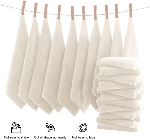 MOONQUEEN Ultra Soft Premium Washcloths Set - 12 x 12 inches - 72 Pack - Quick Drying - Highly Absorbent Coral Velvet Bathroom Wash Clothes (Cream) - Image 3