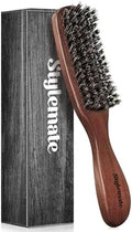 STYLEMATE 100% Mens Boar Bristle Hair Brush, Natural Stiff Bristles and Black Walnut Wood for Thick & Fine Hair, Beard Brush with Handle for Men by Stylemate