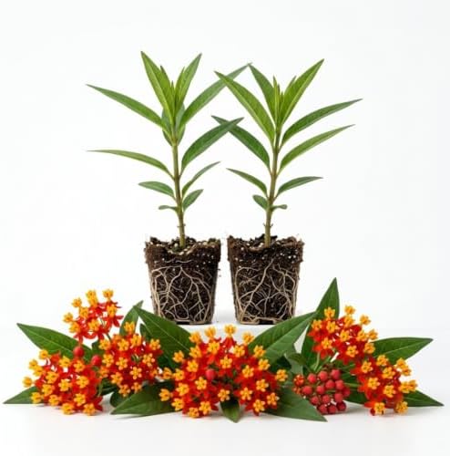 2 Tropical Milkweed Plants, Live Fragrant Asclepias Plant, 4-7'' Tall - Image 2