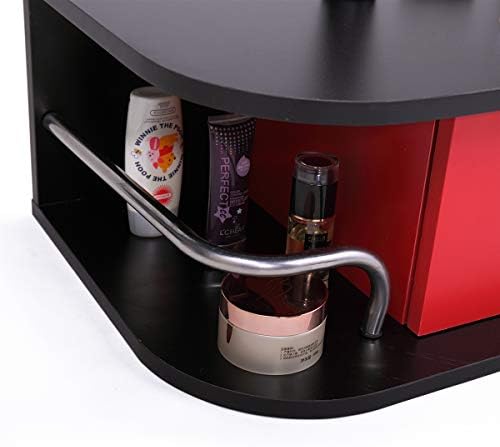 RESHABLE Wall Mount Salon Station with Locked Drawers,Black and Red - Image 6