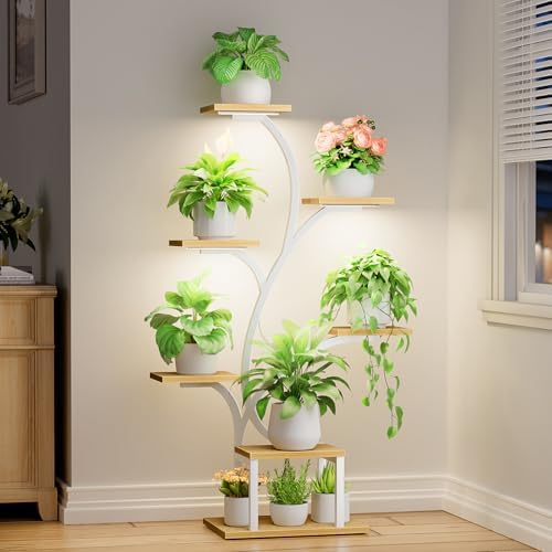 BACEKOLL Plant Stand Indoor with Grow Light, 7 Tier 49" Lighted Plant Shelf by BACEKOLL