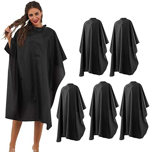5 Pack Salon Cape Black Nylon Waterproof Hair Cutting Capes for Men by BSFHH
