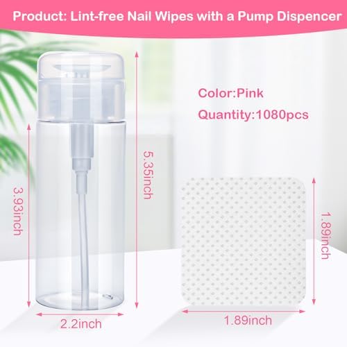 1080PCS Lint Free Nail Wipes with Pump Dispenser - Image 6