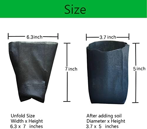 gardtree 1/4 Gallon 400PCS 6.3×7 Inch Breathable Plant Grow Bags - Non-Woven Plant Seedling Pots for Seed Starting, Indoor/Outdoor Vegetables, Herbs, Flower | Easy Transplant, Space Saving, Black - Image 2