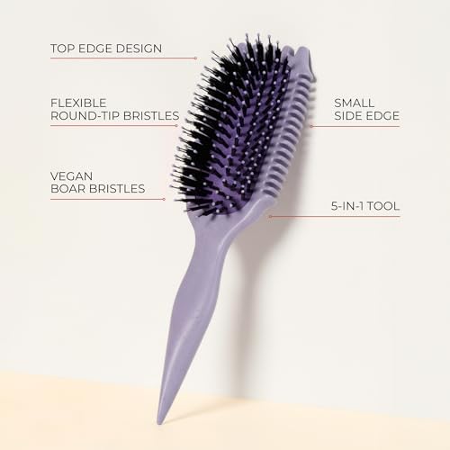 Bounce Curl Volume EdgeLift Brush, 5-In-1 Styling Tool Defined Curls Purple - Image 3
