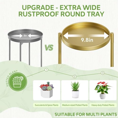 6 Tier Large Plant Stand Indoor Outdoor, 10 In Wide Tray, Gold - Image 3