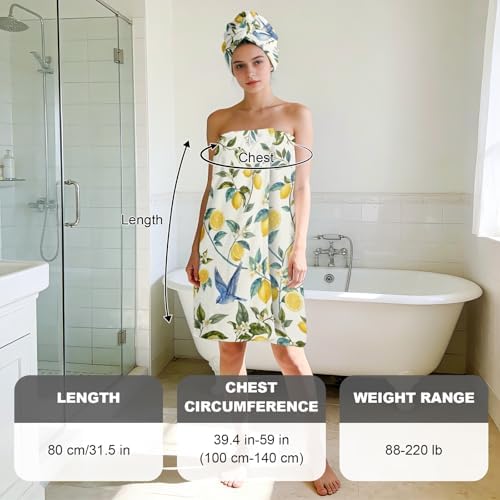 Absorbent Bath Towel Wrap Set (32 X 60 in), Lemon Bird Towel Wrap - Image 3