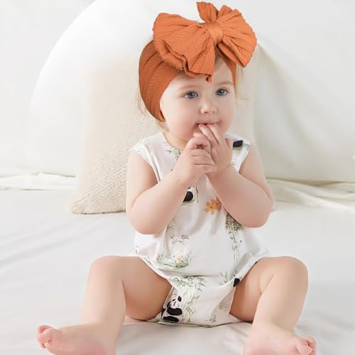 Baby Bows Headbands Soft Nylon Handmade Hair Accessories for Newborn Infant Toddler Kids (6 Mixed White, Large) - Image 6