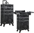 FRENESSA 3 in 1 Rolling Makeup Case Cosmetology Case on Wheels Alpine Black by Frenessa