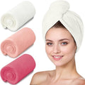 Microfiber Hair Towel Turban 3 Pack | Super Absorbent Quick Drying Hair Wrap for Women with Curly Hair | Anti Frizz Hair Towel Cap for Wet Hair(Red,Pink,White) by YHPDYL