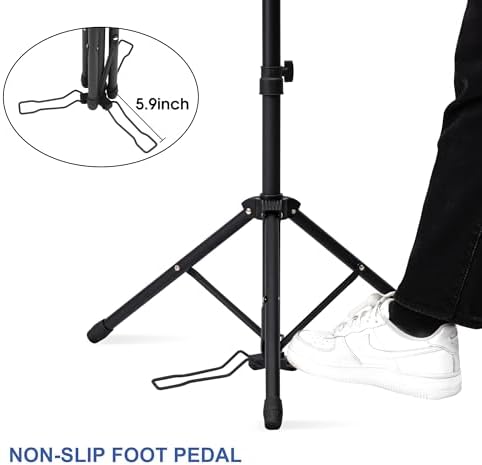 Klvied Wig Stand Tripod Adjustable Mannequin Head Stand with Foot Panel, Reinforced Metal Wig Head with Tool Tray for Cosmetology Hairdressing Styling Training - Image 4