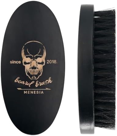 Black Soft Boar Bristle Beard Brush for Men by menesia