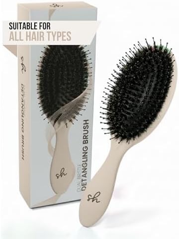 SimplyHair Ultimate Hair Extension Brush & Detangler Anti-Static, Dual Bristle Design, Soft Boar Bristle, Great for All Hair Types & Extensions - Biege Ombre Brush Ideal for Adults & Kids by SimplyHair