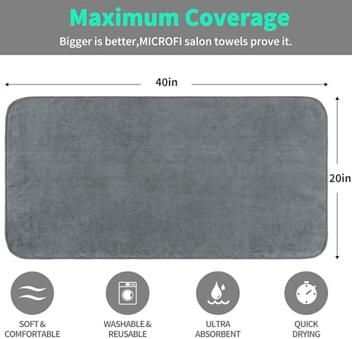 MICROFI New Microfiber Hair Drying Salon Towels, Quick Dry, Lint Free, 2 Pack 340 GSM (Gray) - Image 3