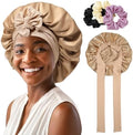 AWAYTR 2-Layer Satin Hair Bonnet, Tie Band Sleep Cap for Women by AWAYTR