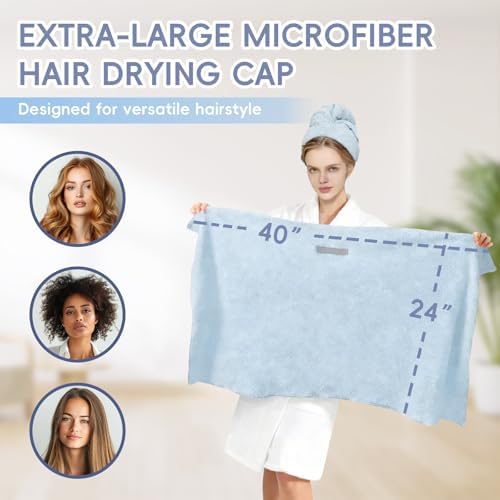 Large Microfiber Hair Towel for Women, Super Soft Absorbent Quick - Image 3