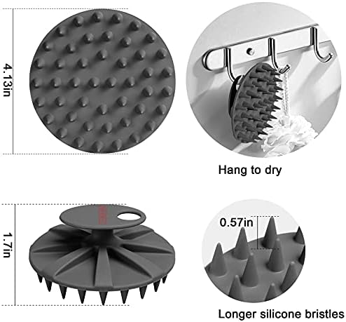 One-piece Silicone Scalp Massager Shampoo Brush Hair Wash, Black+Pink - Image 3