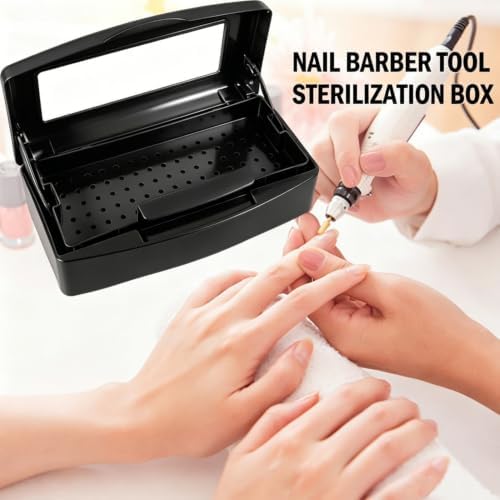 YoleShy Nail Tool Cleaning Box Balck Plastic Clean Container for Tweezers - Image 7
