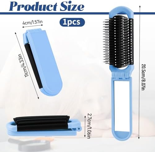 Folding Hair Brush with Mirror, Portable Travel Hairbrush for Women - Image 4