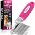 Poodle Dematting Fur Rake Comb Brush for Dogs and Cats - Long 2.5" Steel Safety Blades Metal Comb for Detangling Matted or Knotted Undercoat Hair by Poodlie