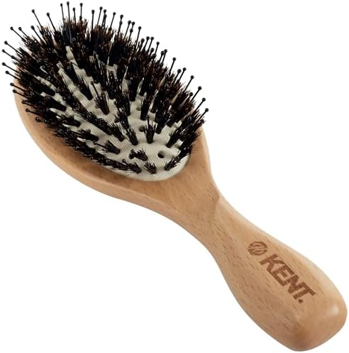 Kent LPF1 Pure Flow Oval Cushion Vented Hair Brush, FSC Certified Beech Wood Paddle Brush filled with Natural Boar Bristle and Nylon Bristle for Blowdry Detangle Volume and Curls. Made in England by KENT