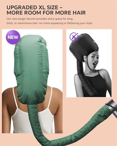 Boloye Hair Dryer Bonnet Attachment – 28.5" XL Hooded Dryer Cap for Faster Drying & Deep Conditioning, Extra-Large Space Fits Thick, Curly Hair & Styling Tools (Green, Extra Large) - Image 4