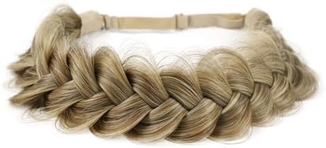 Synthetic Hair Braided Headband Classic Wide Strands Wedding Disorderly Fluffy Braids Wig Band Women Beauty Accessory by TOECWEGR