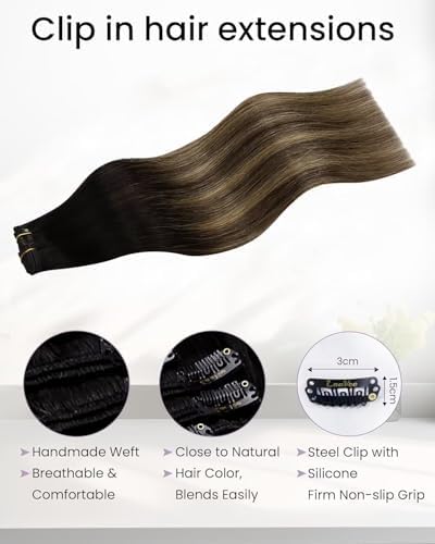 LaaVoo Hair Extensions Clip ins Real Human Hair 20in Thick Healthy - Image 3