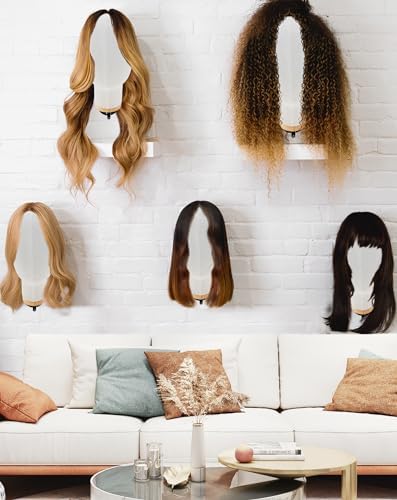 CHADWICK 21-Inch Wall-Mounted Linen Wig Head Stand, Beige - Image 4
